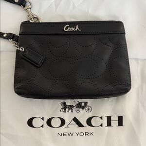 Coach Black Embossed Leather Wristlet